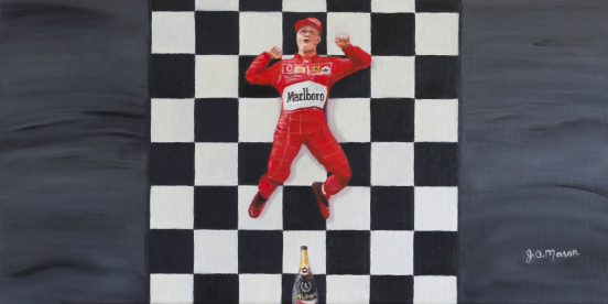 Michael Schumacher Painting - Leap of Victory  (Part 2 of Triptych)